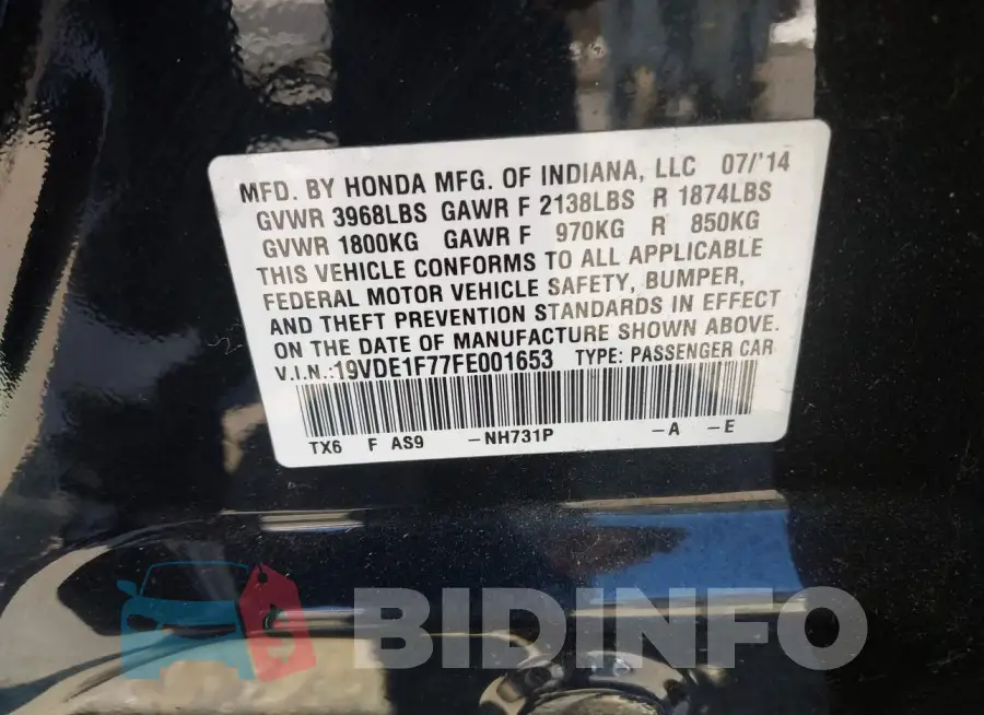 19VDE1F77FE001653 Photo# 9