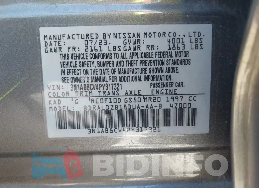 3N1AB8CV4PY317321 Photo# 9