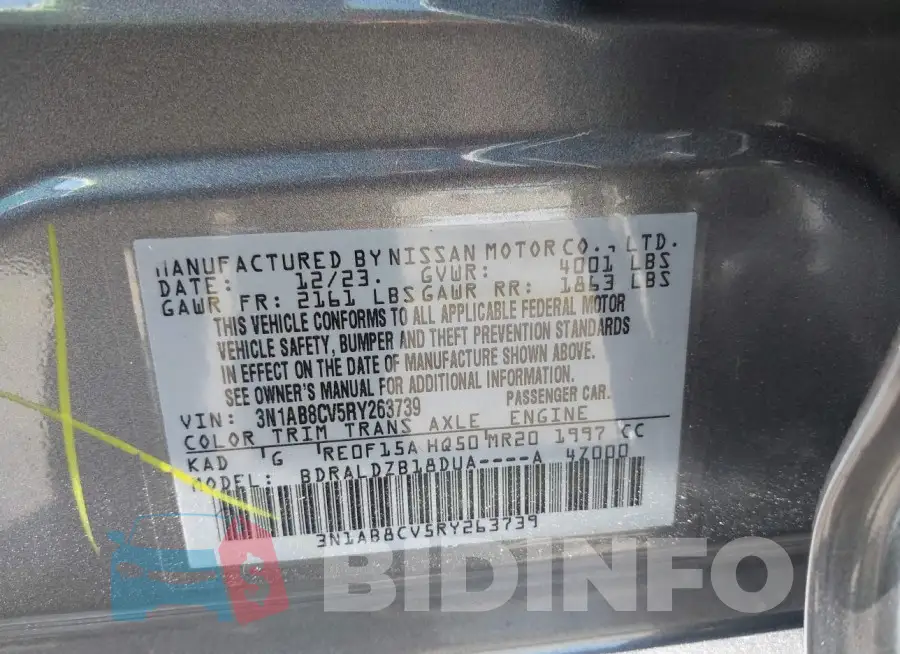 3N1AB8CV5RY263739 Photo# 9