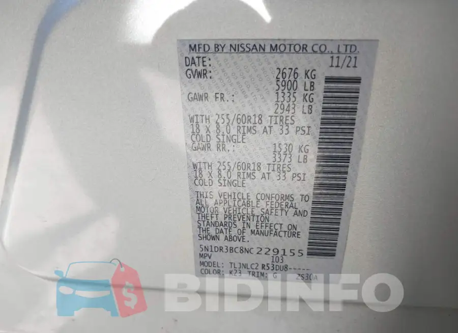 5N1DR3BC8NC229155 Photo# 9
