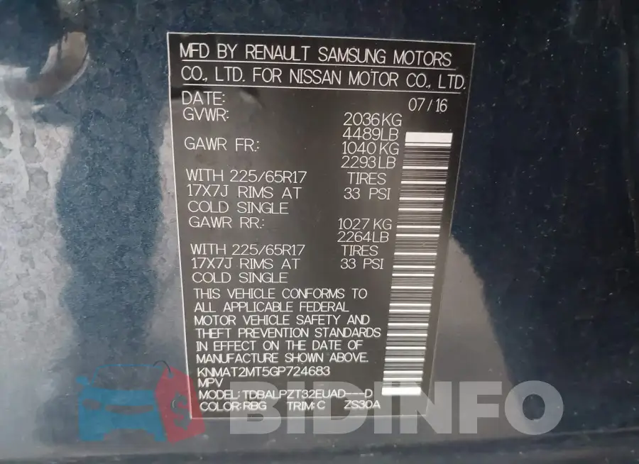 KNMAT2MT5GP724683 Photo# 9