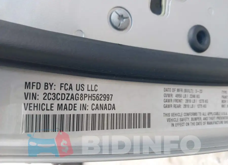 2C3CDZAG8PH562997 Photo# 9
