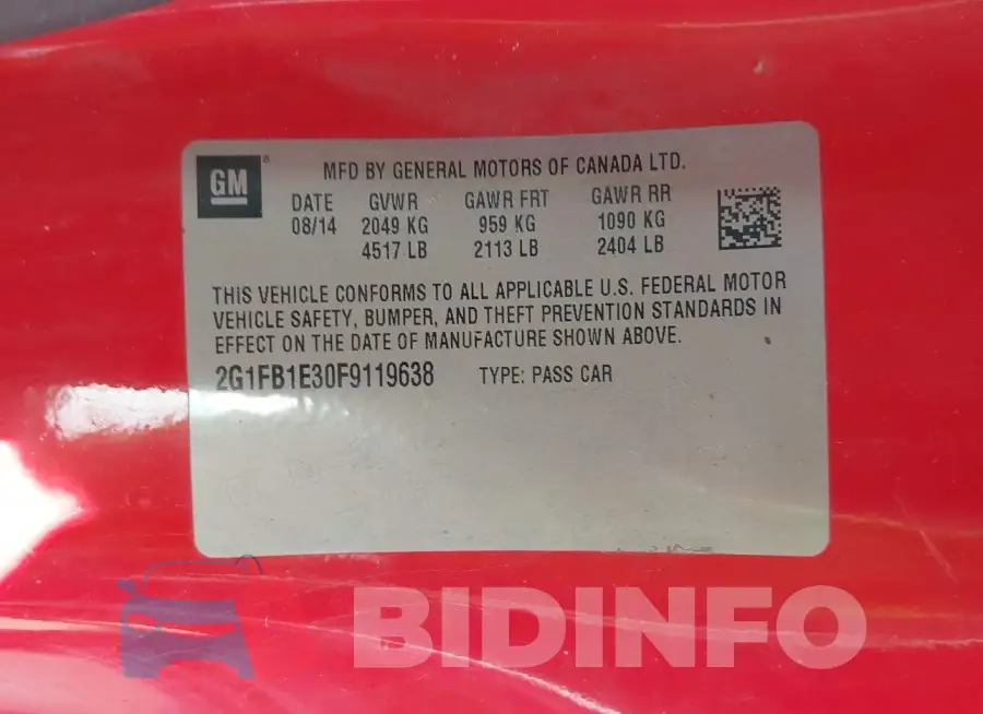 2G1FB1E30F9119638 Photo# 9