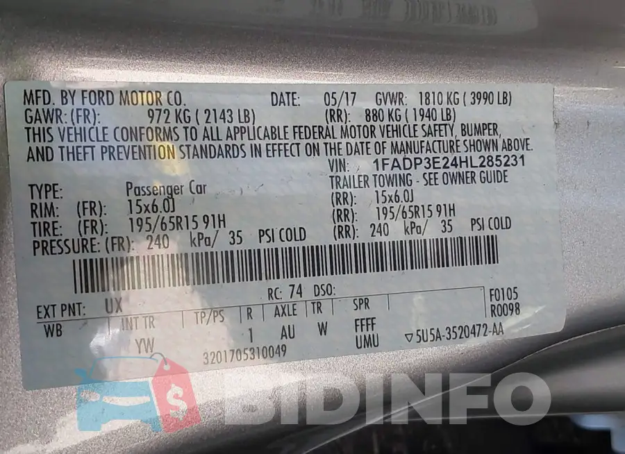 1FADP3E24HL285231 Photo# 9