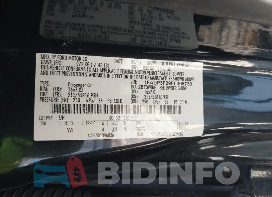 1FADP3F29FL305730 Photo# 9