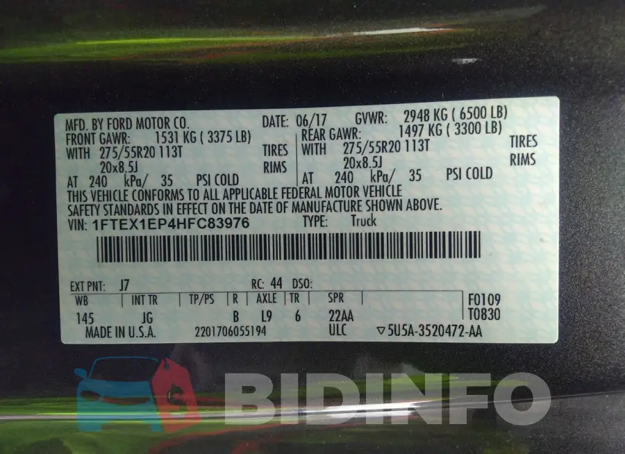 1FTEX1EP4HFC83976 Photo# 9