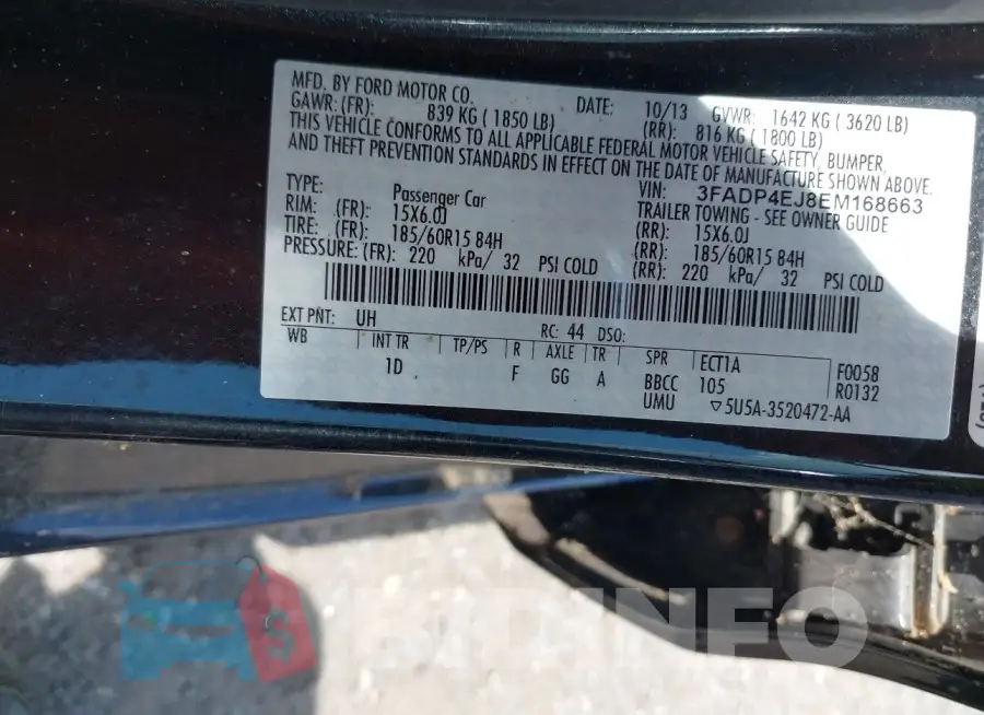 3FADP4EJ8EM168663 Photo# 9