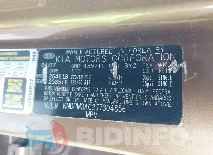 KNDPM3AC2J7304856 Photo# 9