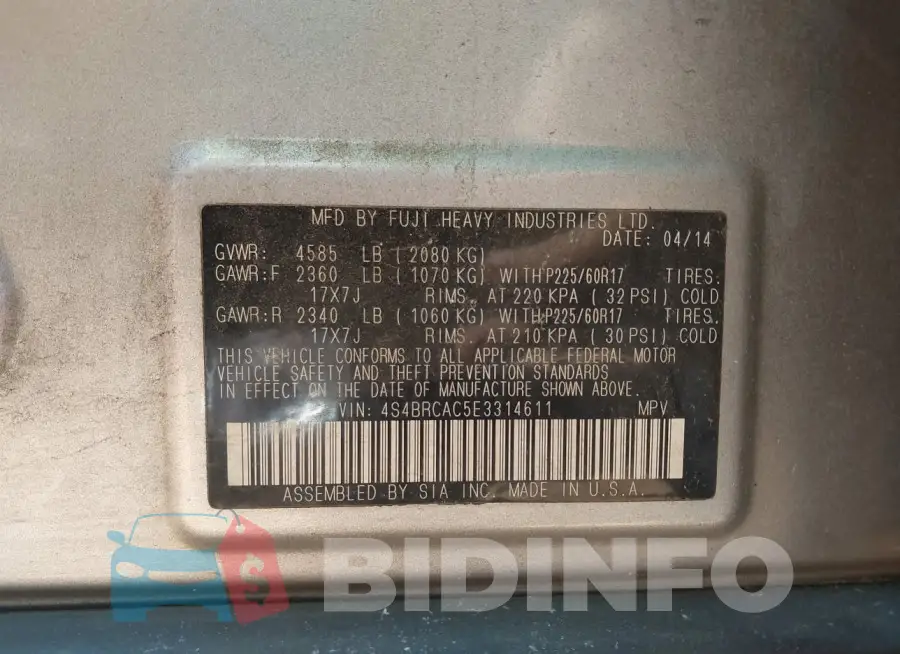 4S4BRCAC5E3314611 Photo# 9