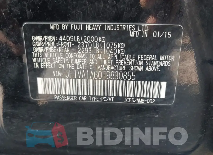 JF1VA1A60F9830855 Photo# 9