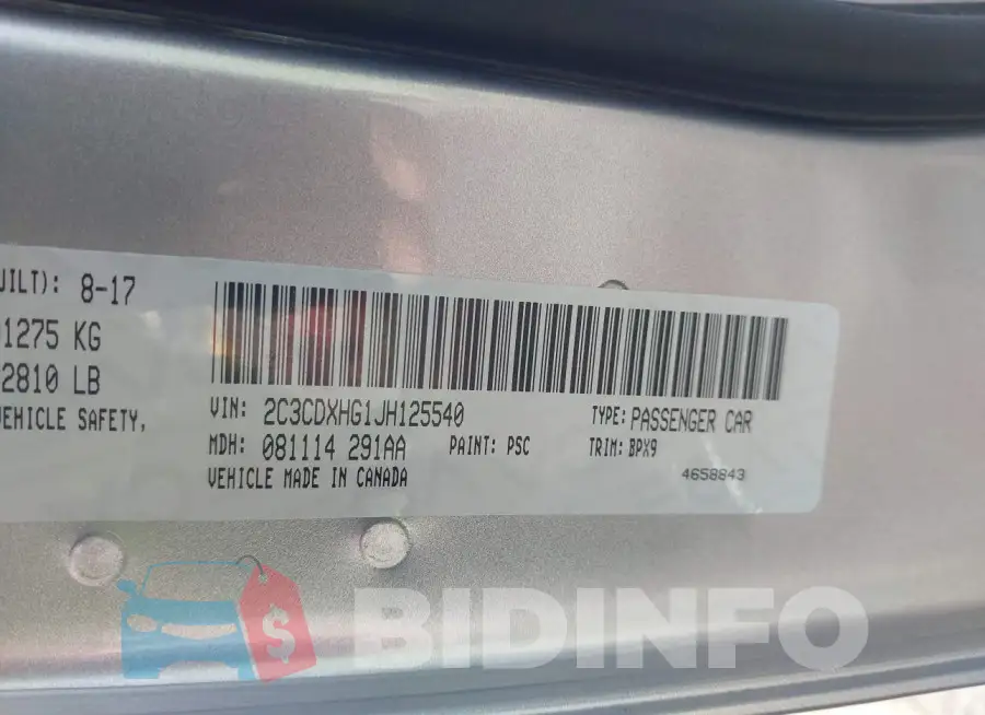 2C3CDXHG1JH125540 Photo# 9