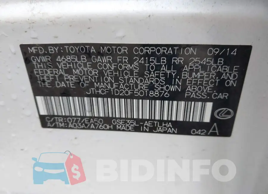 JTHCF1D20F5018876 Photo# 9