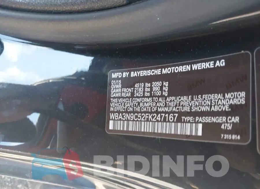 WBA3N9C52FK247167 Photo# 9