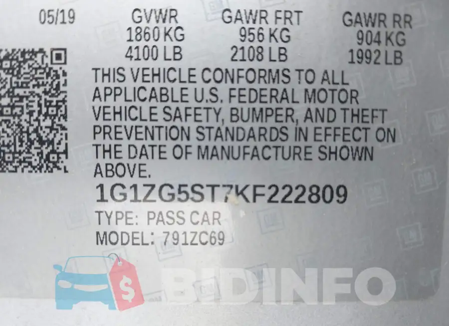 1G1ZG5ST7KF222809 Photo# 9