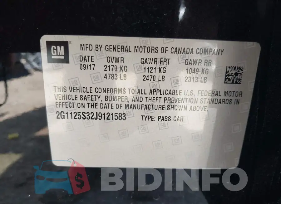 2G1125S32J9121583 Photo# 9