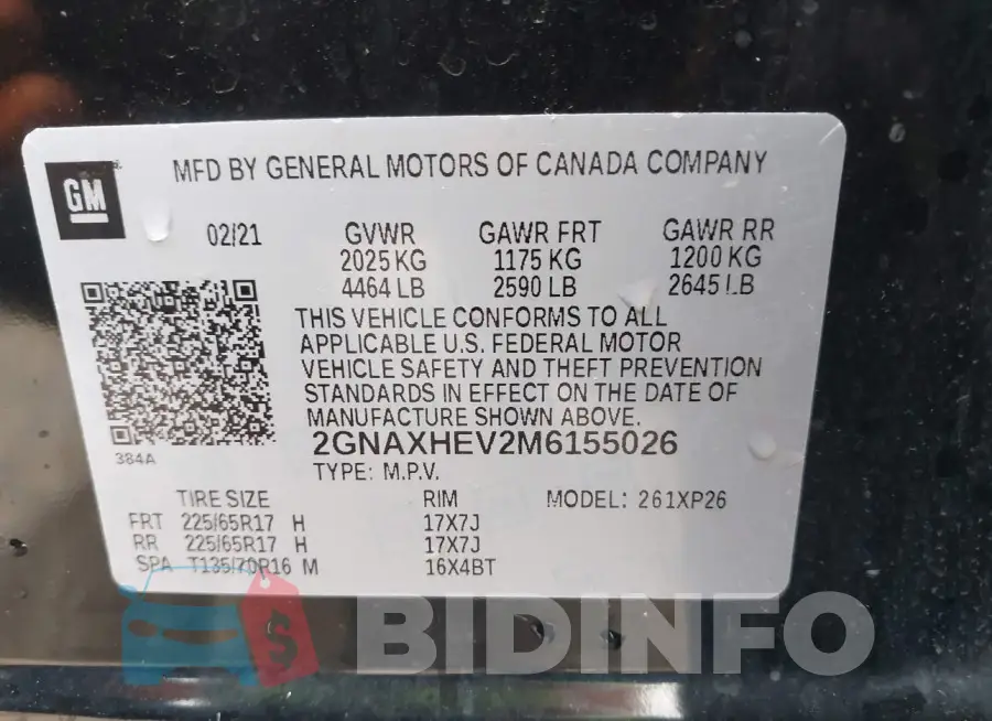 2GNAXHEV2M6155026 Photo# 9