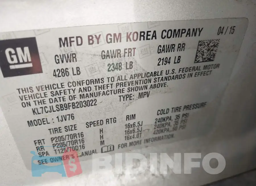 KL7CJLSB9FB203022 Photo# 9