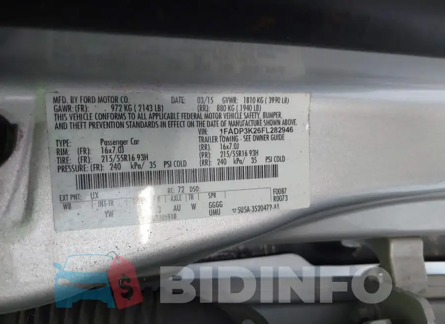 1FADP3K26FL282946 Photo# 9