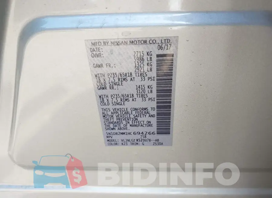 5N1DR2MM1HC694266 Photo# 9