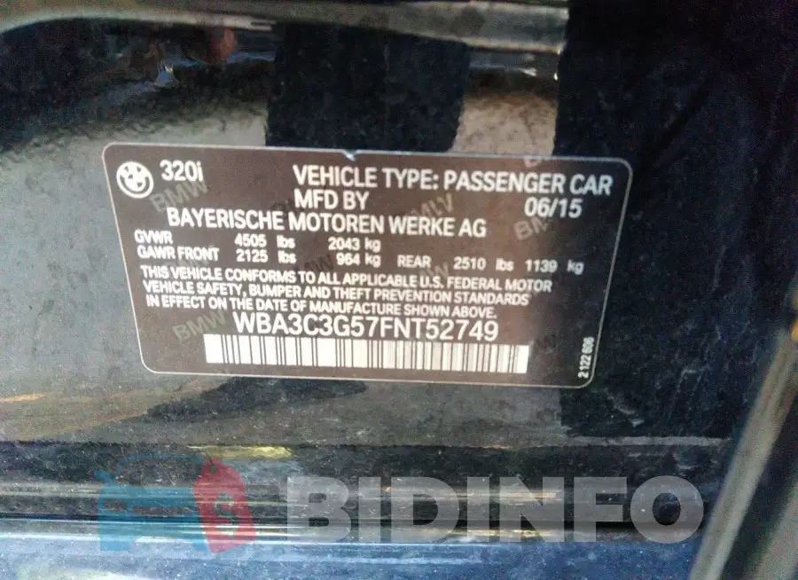 WBA3C3G57FNT52749 Photo# 9
