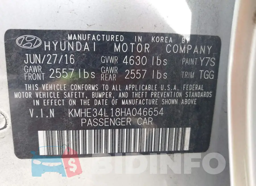 KMHE34L18HA046654 Photo# 9