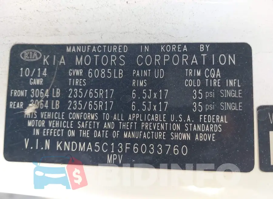KNDMA5C13F6033760 Photo# 9