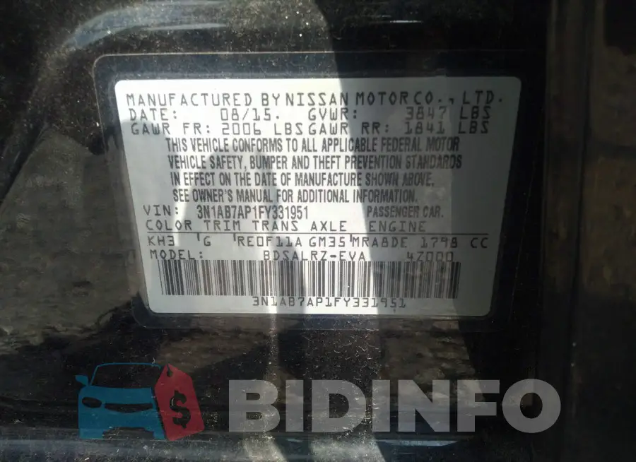 3N1AB7AP1FY331951 Photo# 9