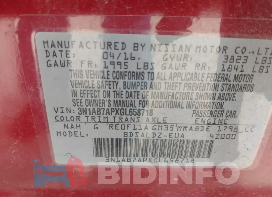 3N1AB7APXGL658718 Photo# 9