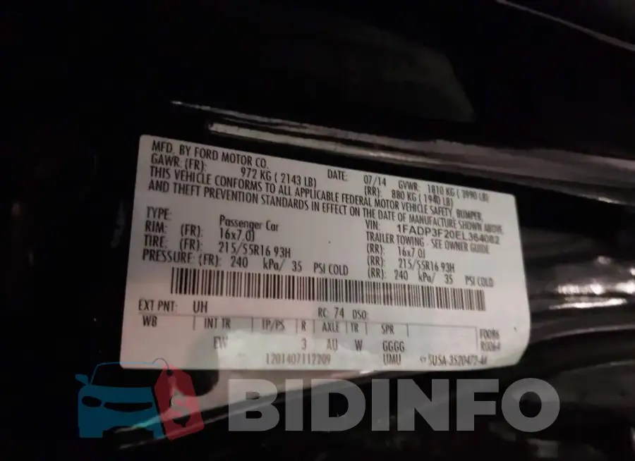 1FADP3F20EL364082 Photo# 9