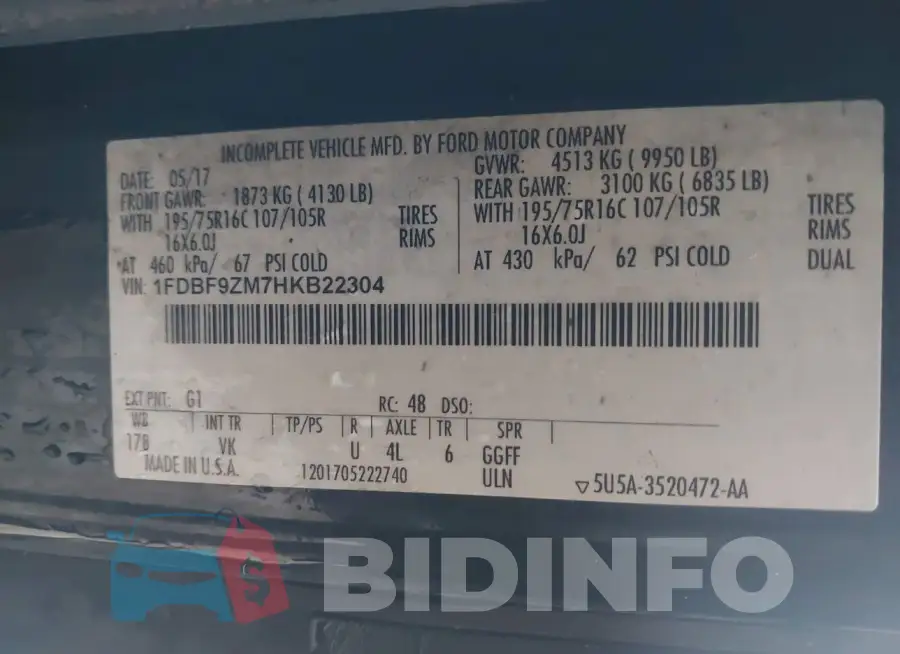 1FDBF9ZM7HKB22304 Photo# 9