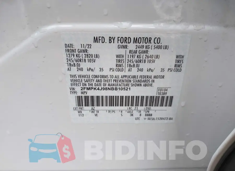 2FMPK4J98NBB10521 Photo# 9