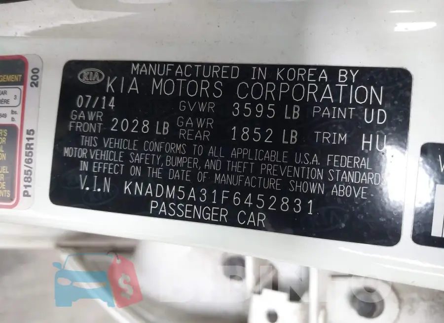 KNADM5A31F6452831 Photo# 9