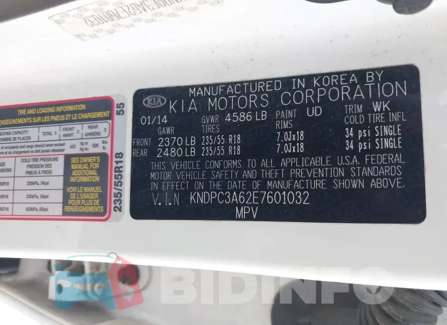 KNDPC3A62E7601032 Photo# 9