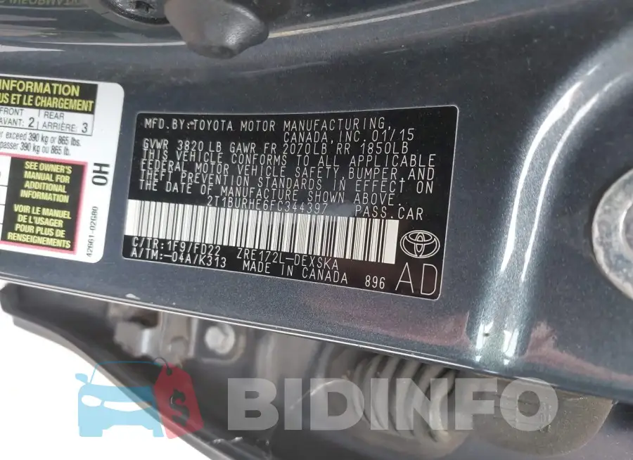 2T1BURHE6FC344397 Photo# 9