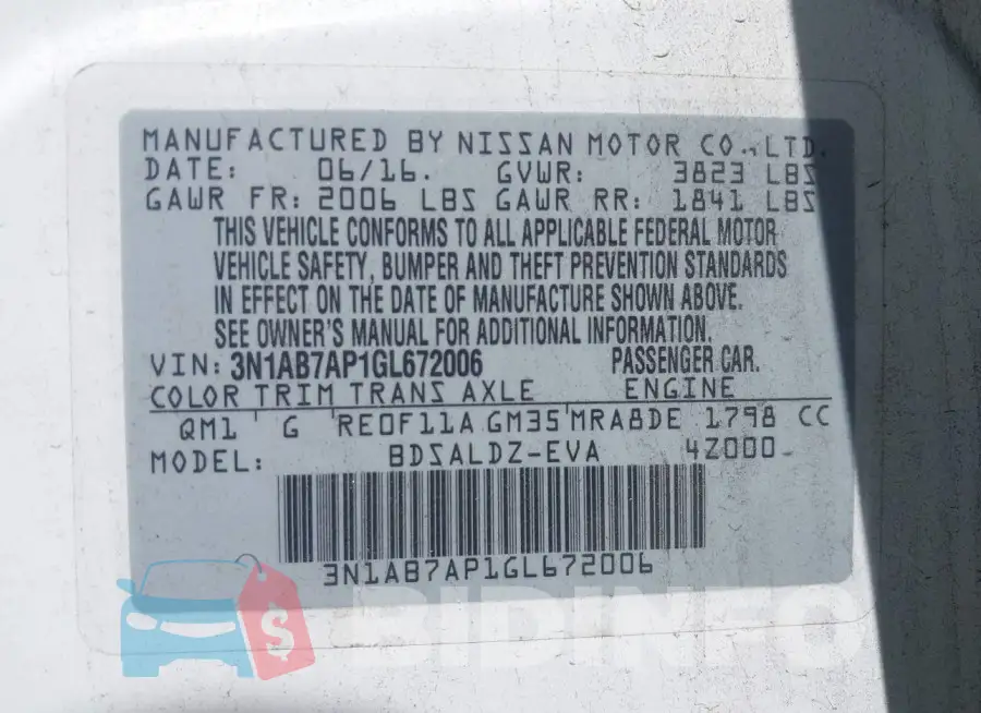 3N1AB7AP1GL672006 Photo# 9