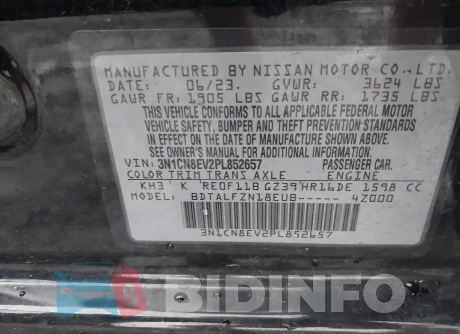 3N1CN8EV2PL852657 Photo# 9