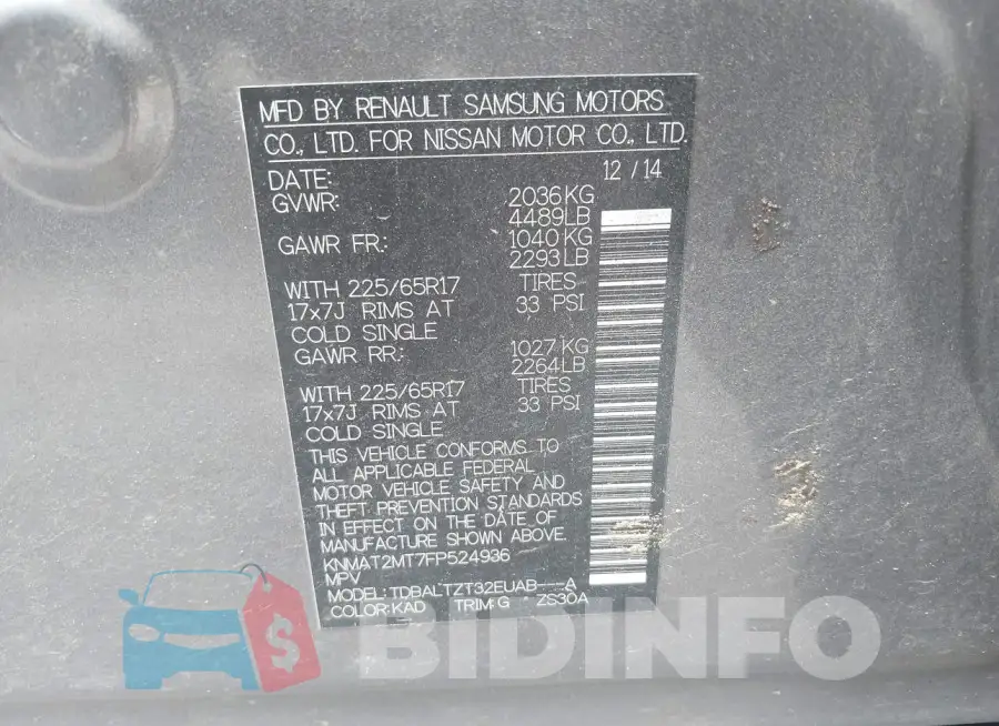 KNMAT2MT7FP524936 Photo# 9