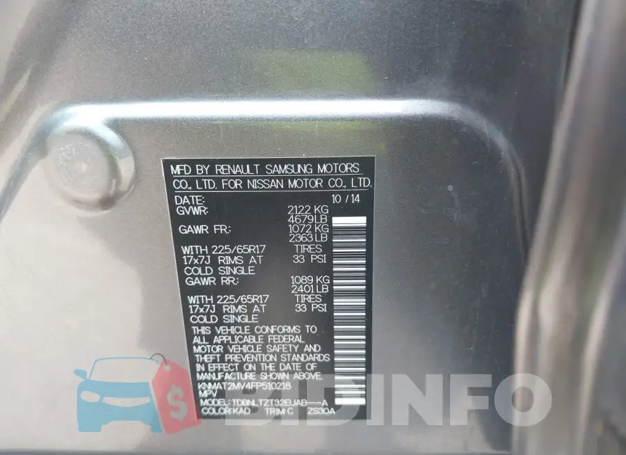 KNMAT2MV4FP510218 Photo# 9
