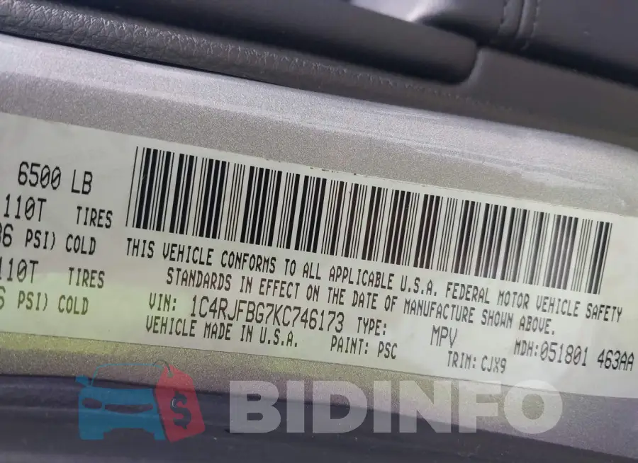 1C4RJFBG7KC746173 Photo# 9