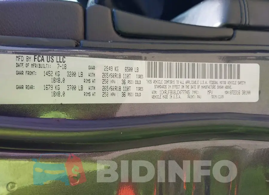 1C4RJFBG8JC477745 Photo# 9