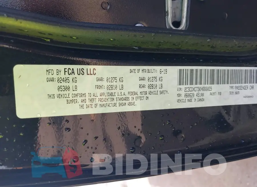 2C3CDXCT5KH666029 Photo# 9
