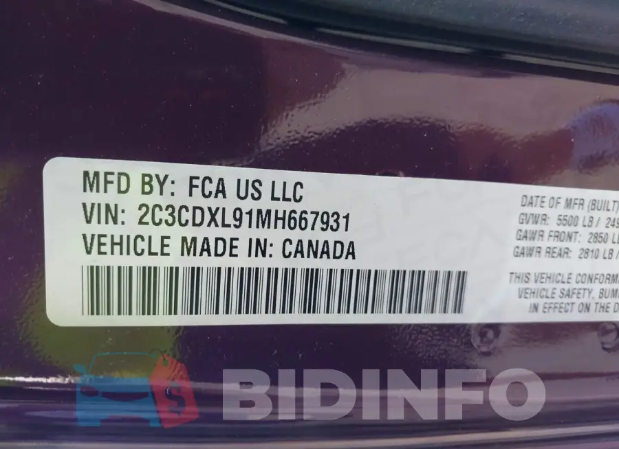 2C3CDXL91MH667931 Photo# 9