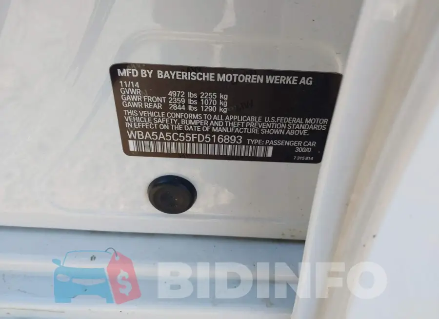 WBA5A5C55FD516893 Photo# 9
