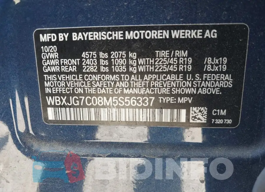 WBXJG7C08M5S56337 Photo# 9