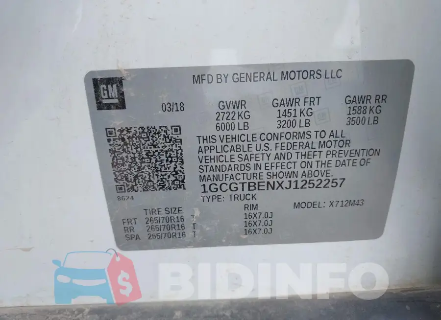 1GCGTBENXJ1252257 Photo# 9