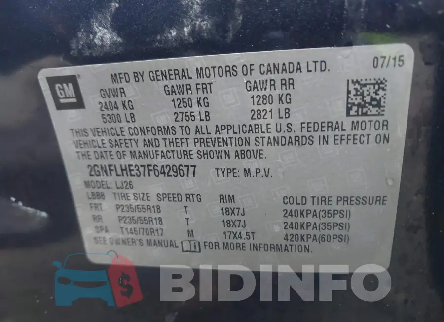 2GNFLHE37F6429677 Photo# 9