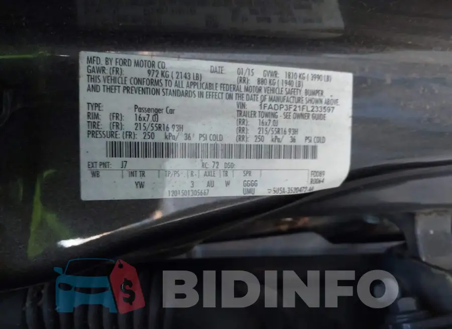 1FADP3F21FL233597 Photo# 9
