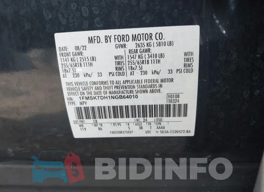 1FMSK7DH1NGB64010 Photo# 9
