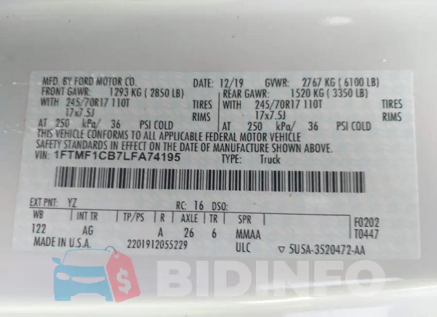 1FTMF1CB7LFA74195 Photo# 9