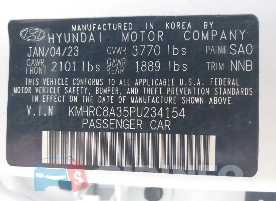 KMHRC8A35PU234154 Photo# 9